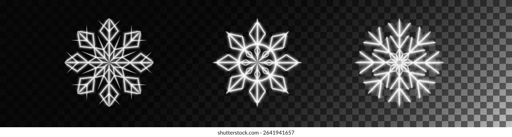 Set of snowflakes, luminous lines, New Year's and Christmas decoration 1. Set of isolated objects 48.