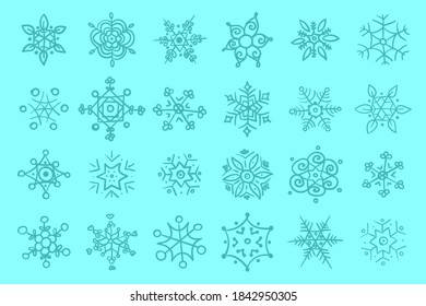 conjunto de copos de nieve para el año nuevo