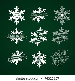 set of snowflakes New Year postcard design, greeting card, banner, vector illustration