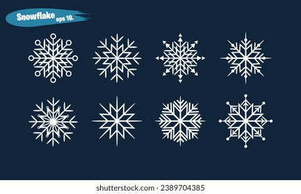 Set of snowflakes on blue background vector illustration