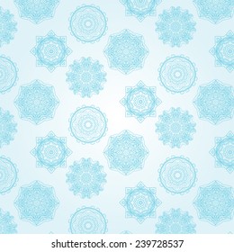 Set of snowflakes on a blue background