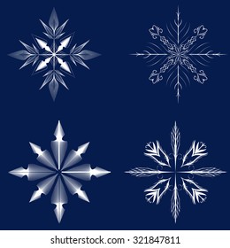 set of snowflakes on a blue background vector illustration