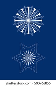 Set of snowflakes on a blue background