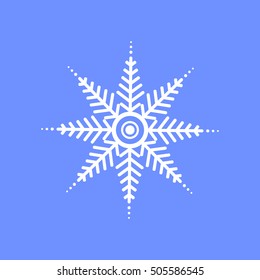 Set of snowflakes on blue background. Winter invitation card, vector logo icon template. Merry christmas, new year.