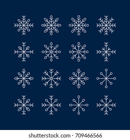 A set of snowflakes on a blue background. Vector 

illustration.