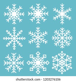 set of snowflakes on blue background.Vector illustration.