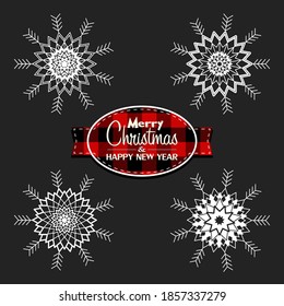 Set of Snowflakes set on isolated background. Pattern abstract snowflake. Snowflakes template. Christmas and New year design elements. Christmas icon. Vector illustration