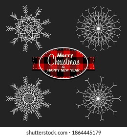 Set of Snowflakes set on isolated background. Pattern abstract snowflake. Snowflakes template. Christmas and New year design elements. Christmas icon. Vector illustration