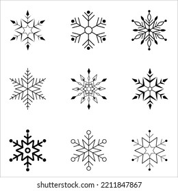 Conjunto de copos de nieve sobre fondo aislado - imagen vectorial