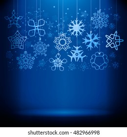 Set of snowflakes on a string, the top layer can be given any color, just scroll and select a color.