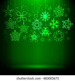 Set of snowflakes on a string, the top layer can be given any color, just scroll and select a color.