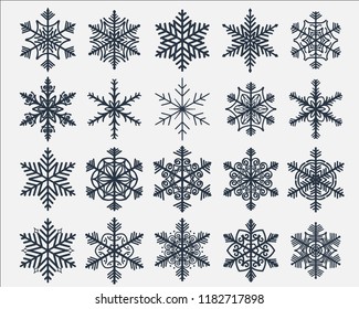Set of snowflakes on a white background