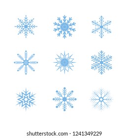 Set of snowflakes on white background. Vector illustration