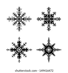 set of snowflakes on a white background