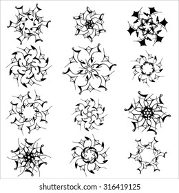 Set of snowflakes on a white background