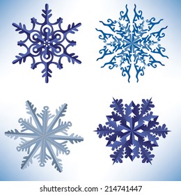 Set of snowflakes in origami style