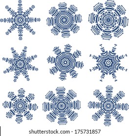 Set of snowflakes in PCB-layout style