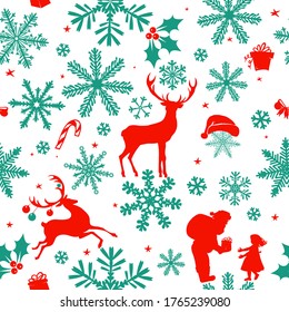 Un conjunto de copos de nieve. Los elementos de Navidad rojo-azul se imprimen sin fisuras. Ilustración del vector