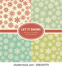 Set of snowflakes seamless patterns.  All objects are conveniently grouped  and are easily editable.