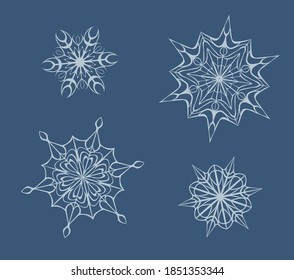 Un copo de nieve con seis vigas. Podría ser útil para vídeo, sitio web, diseño interior, libro, publicidad, etc.