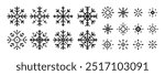 Set of snowflakes or snow icon in pixel art. Retro vector illustration.