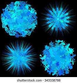 Set of snowflakes, starbursts, sparkles, flashes, sparks and stars vector symbols
