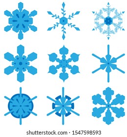 Set of snowflakes. Template. Christmas winter new year vector illustration.
