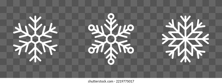 Set von Schneeflocken im dünnen Linienstil. Winterflache Vektordekorationselemente. Gutes Element für Weihnachtsbanner, Postkarten. Weihnachtsdekoration. Vektorgrafik