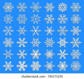 Set of snowflakes. Unusual and original elements for winter design. Vector illustration.