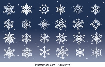Set of snowflakes vector icon 01