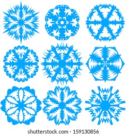 Set of snowflakes, vector illustration.