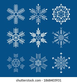 conjunto de ilustración vectorial de copos de nieve