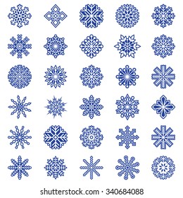 Set of snowflakes, vector illustration