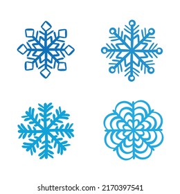 Set von Schneeflocken, Vektorgrafik-Symbole, Etiketten.