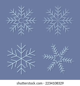 Conjunto de iconos de ilustración vectorial de copos de nieve, etiquetas.