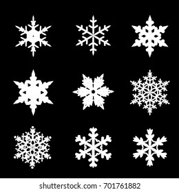 Set of snowflakes vector illustration icons, labels