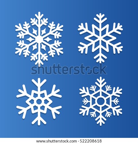 Set of snowflakes vector illustration icons, labels.