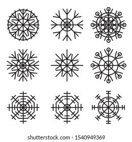 Set of snowflakes. Vector illustration isolated on the white background.