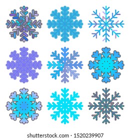 Set of snowflakes. Vector Illustration for New Year, Christmas design.