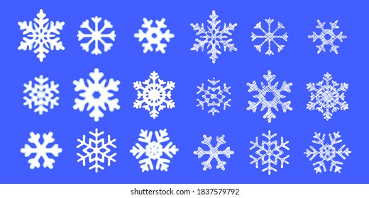 Set of snowflakes, vector illustration. Winter background.