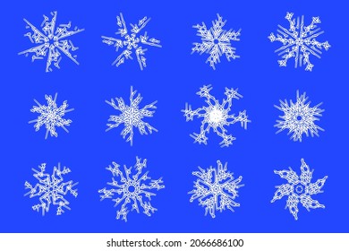Set of snowflakes, vector illustration. Winter background.