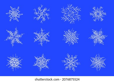 Set of snowflakes, vector illustration. Winter background.