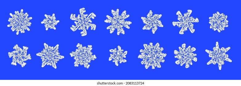 Set of snowflakes, vector illustration. Winter background.