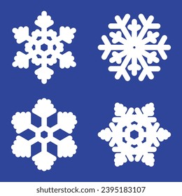 Set of snowflakes, vector illustration, winter background