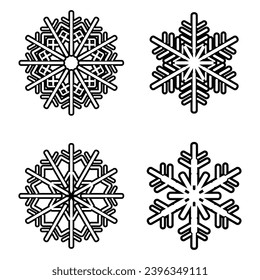 Set of snowflakes, vector illustration, winter background