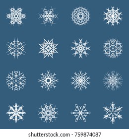 set of snowflakes. Winter decorative design. Cold. Frost