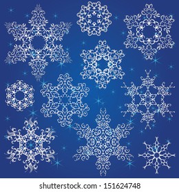 Set of snowflakes. Winter design. Can be used for decoration of Christmas cards         