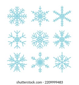 Set of snowflakes winter isolated on white background. Vector stock