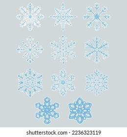 Set of snowflakes Winter picture. Vector graphics