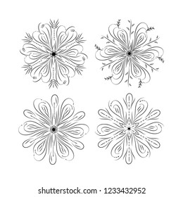 set of snowflakes.Style Design for Labels, Badges and Icons, Flyer.Decorative element of pattern, print.